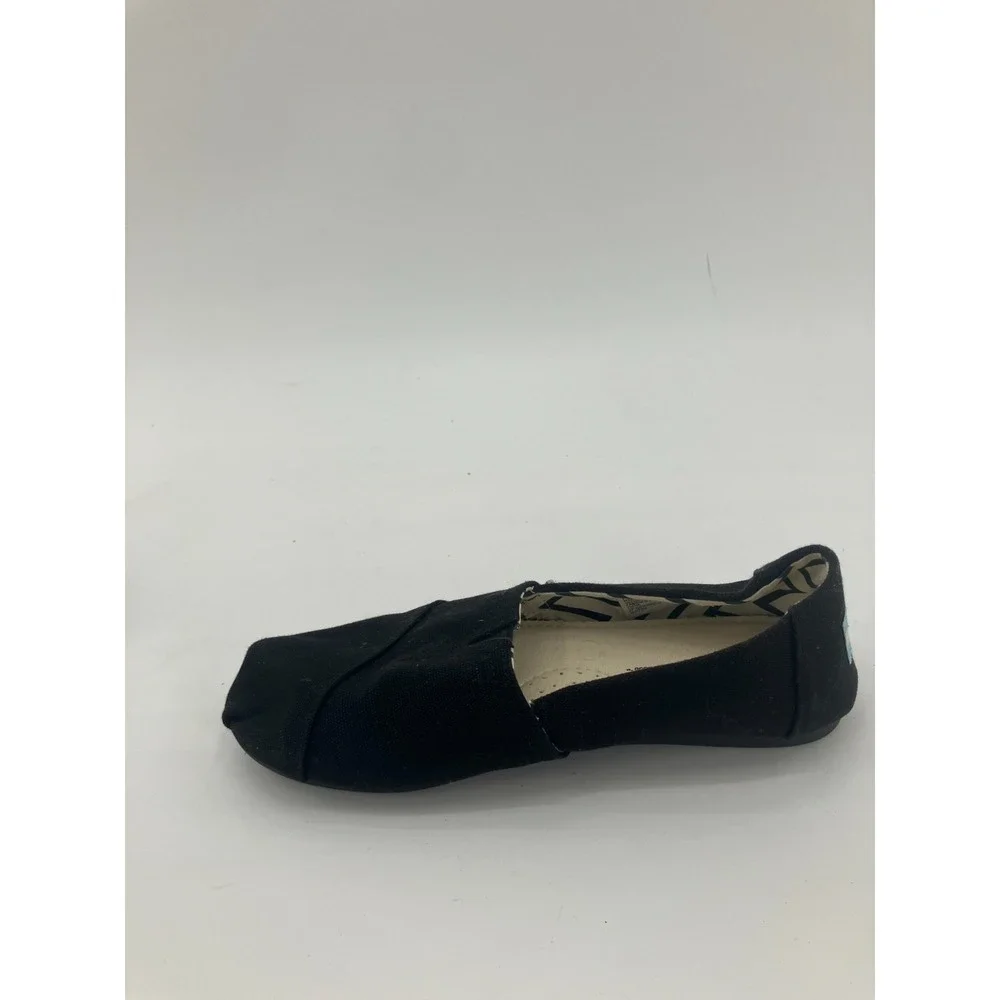 TOMS‎ Alpargata 10017716 Flats Women's US 6 Black Cotton Canvas Slip On Shoes